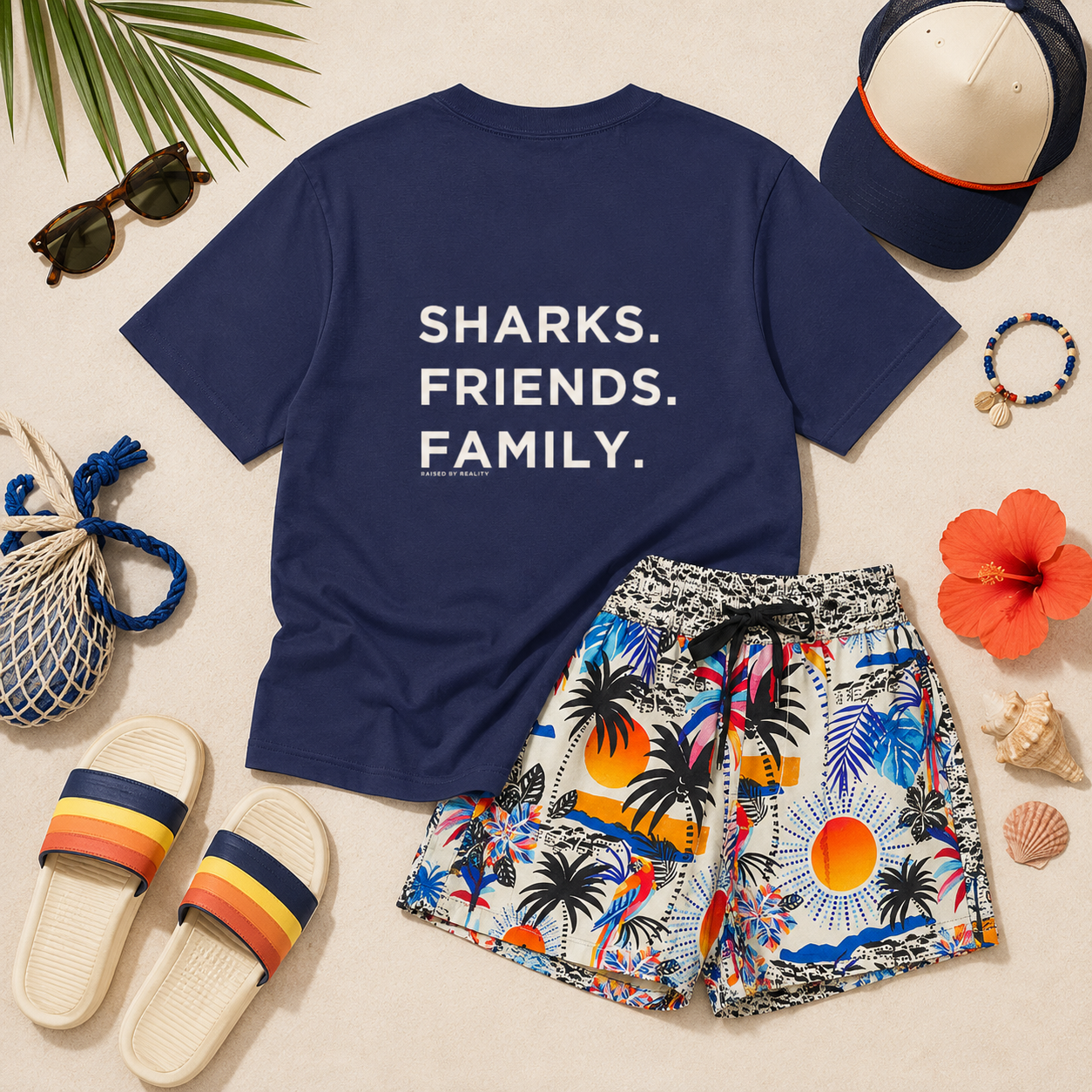 sharks friends family blue tee styled mockup.png