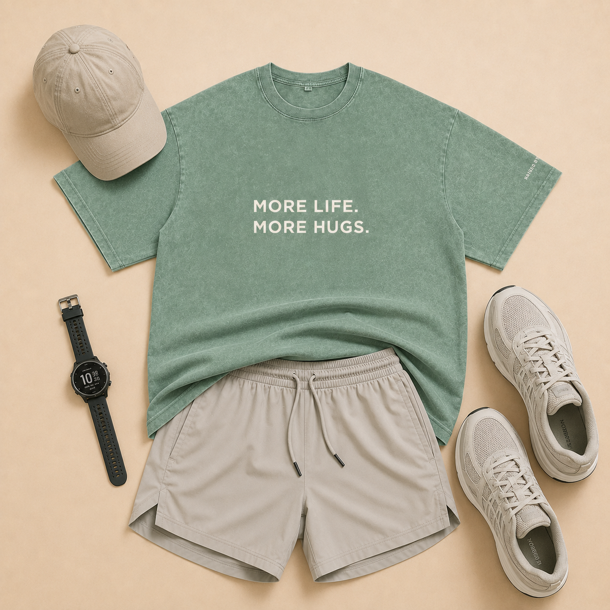 more life green snow wash tee styled mockup men's.png