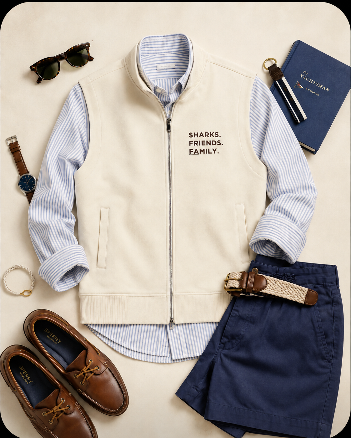 sharks friends family cream vest mockup styled.png