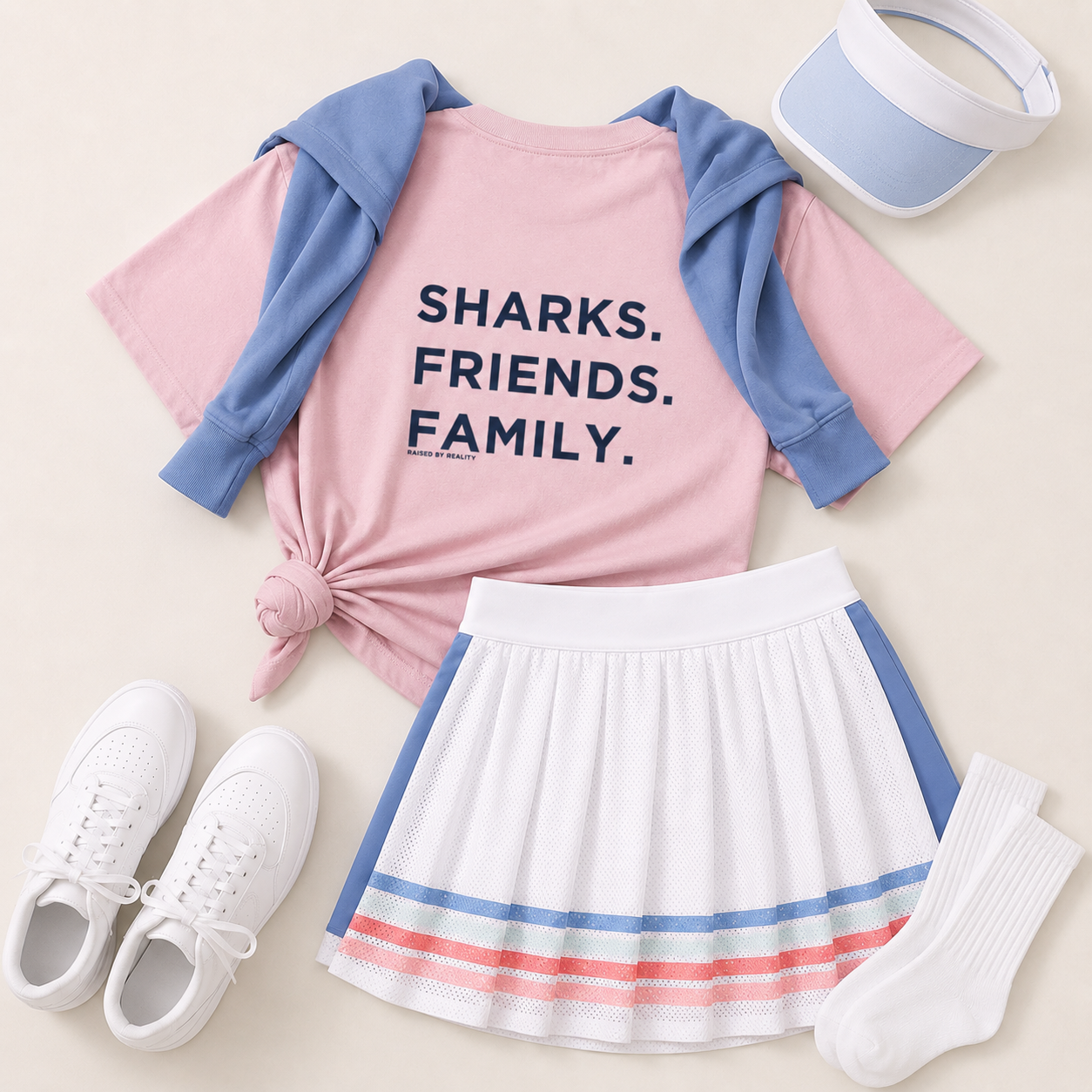 sharks friends family pink tee styled mockup 2.png