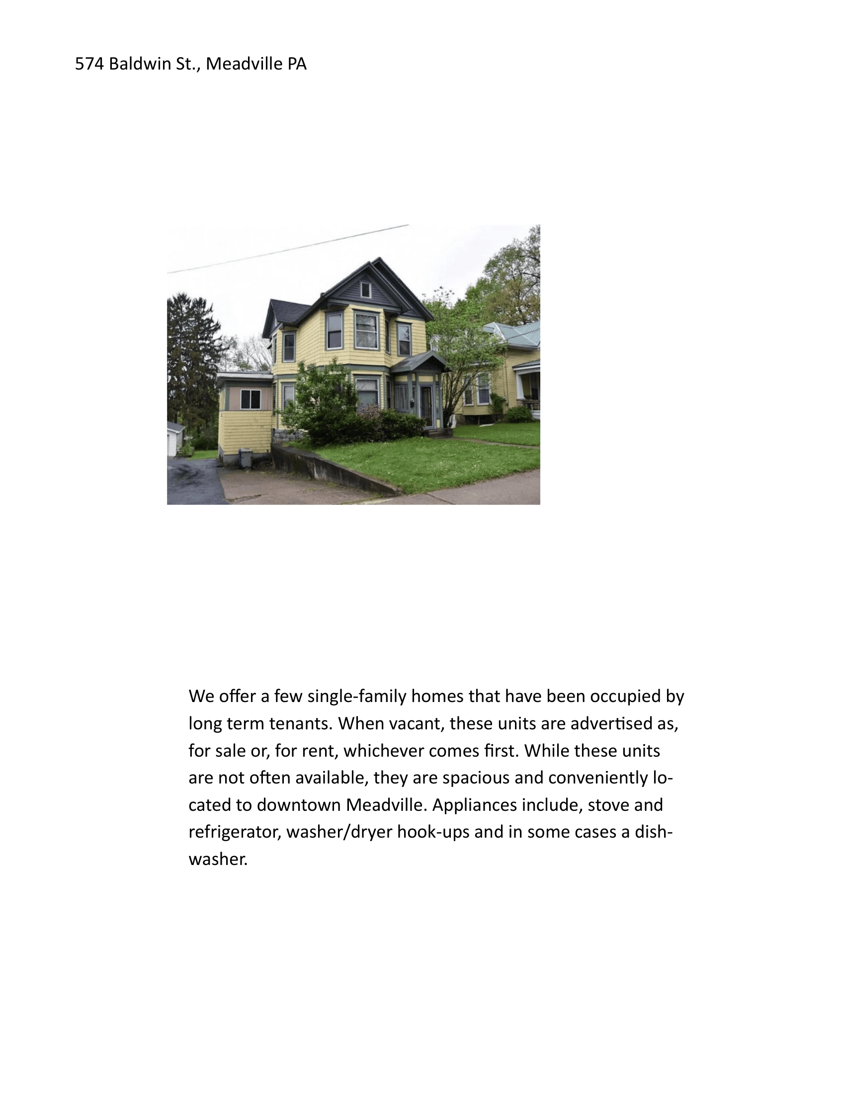 574 Baldwin St., Meadville PA
