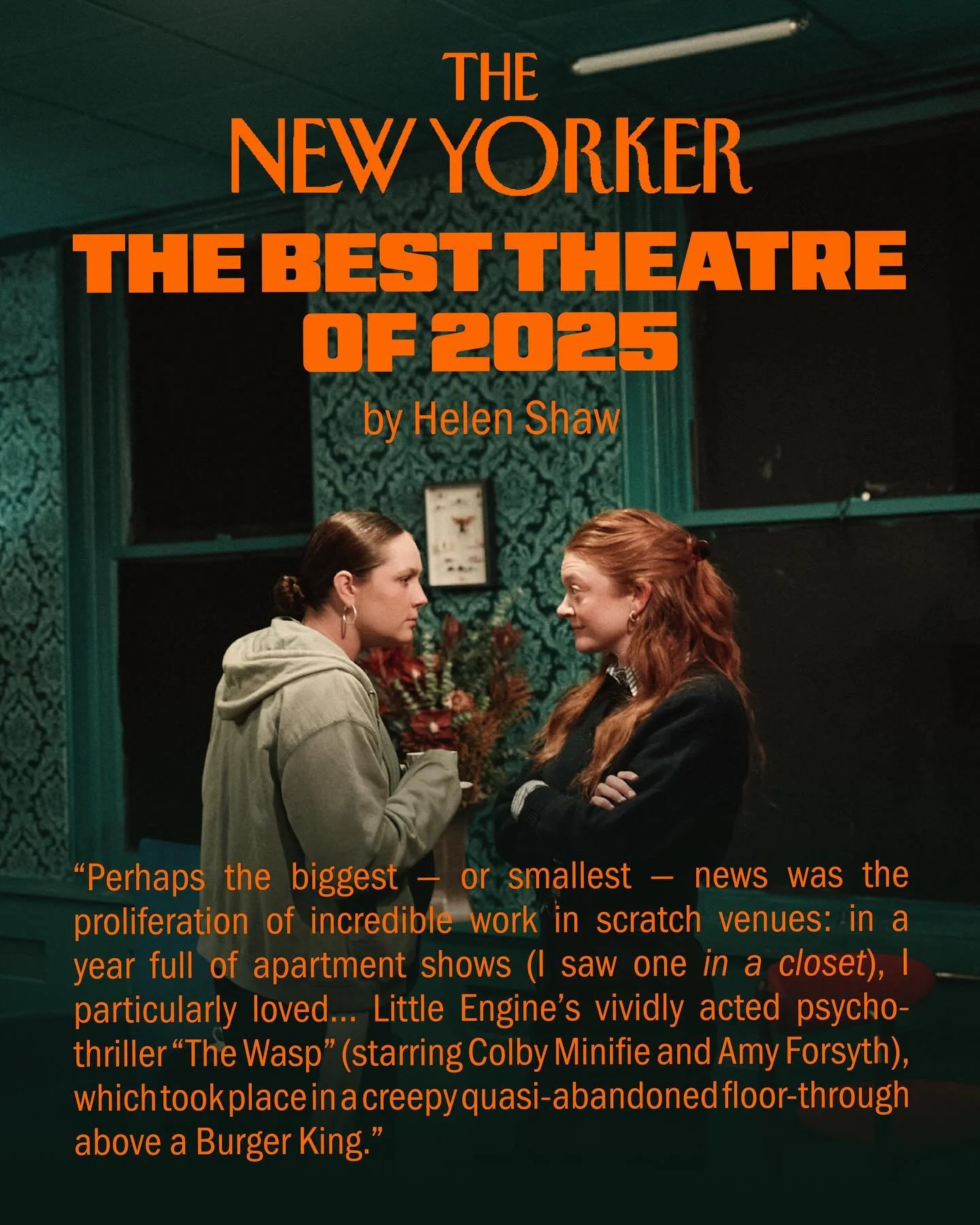 Thrilled to be mentioned in @newyorkermag&rsquo;s Best Theatre of 2025! 🎭 Not bad for our inaugural year ❤️&zwj;🔥