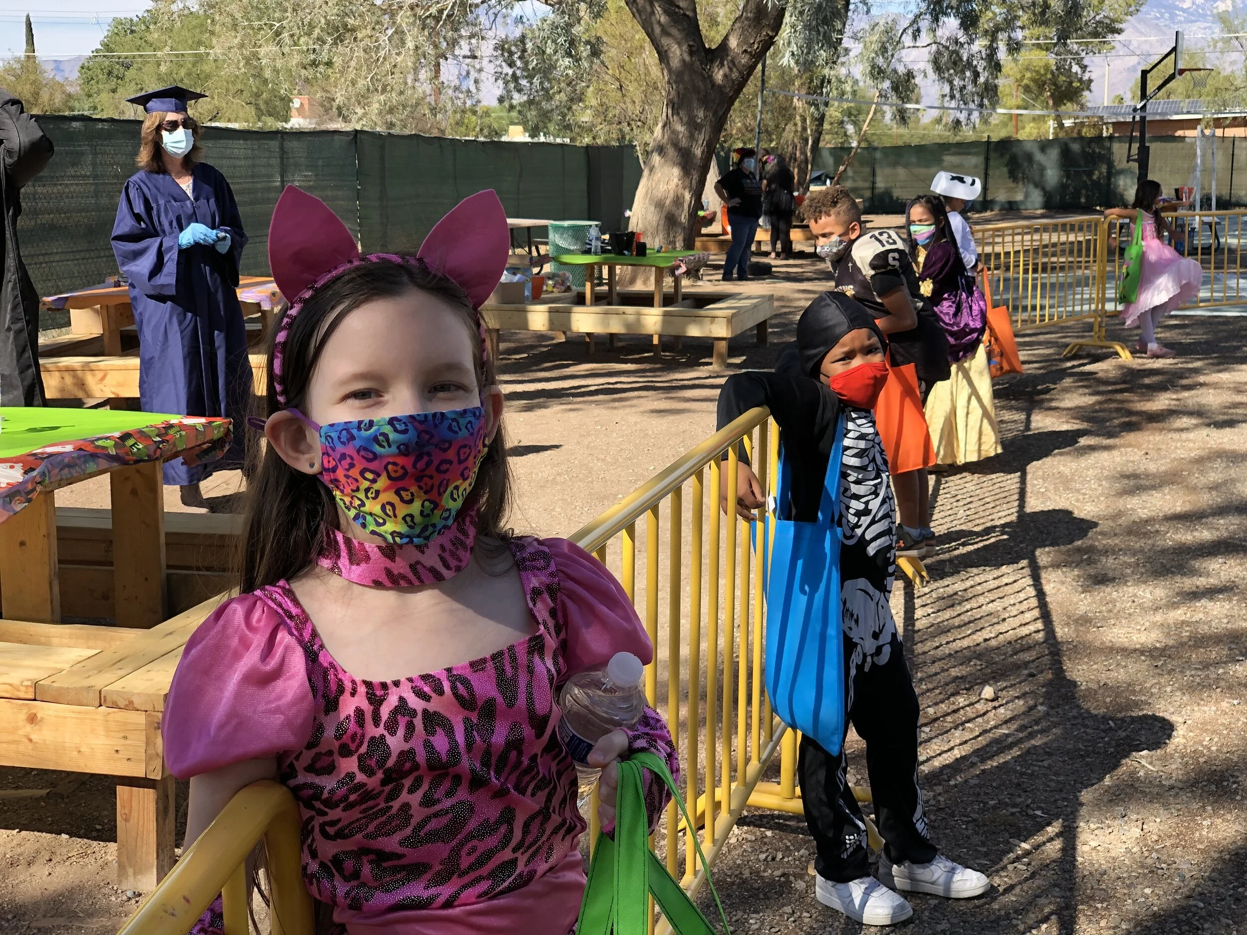 Kiddos dressed up for our socially-distanced Trunk or Treat event!