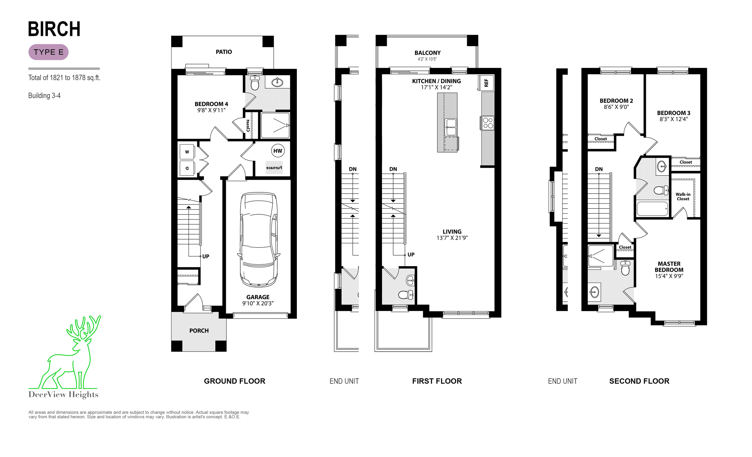 Floor plan of a multi-story house with labeled rooms including garage, porches, bedrooms, bathrooms, kitchen, dining, living rooms, balconies, patios, and staircases.