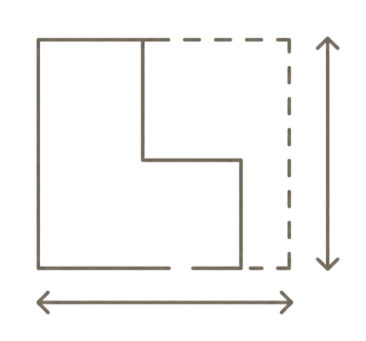 Floor plan diagram with labeled sections and arrows indicating measurements.