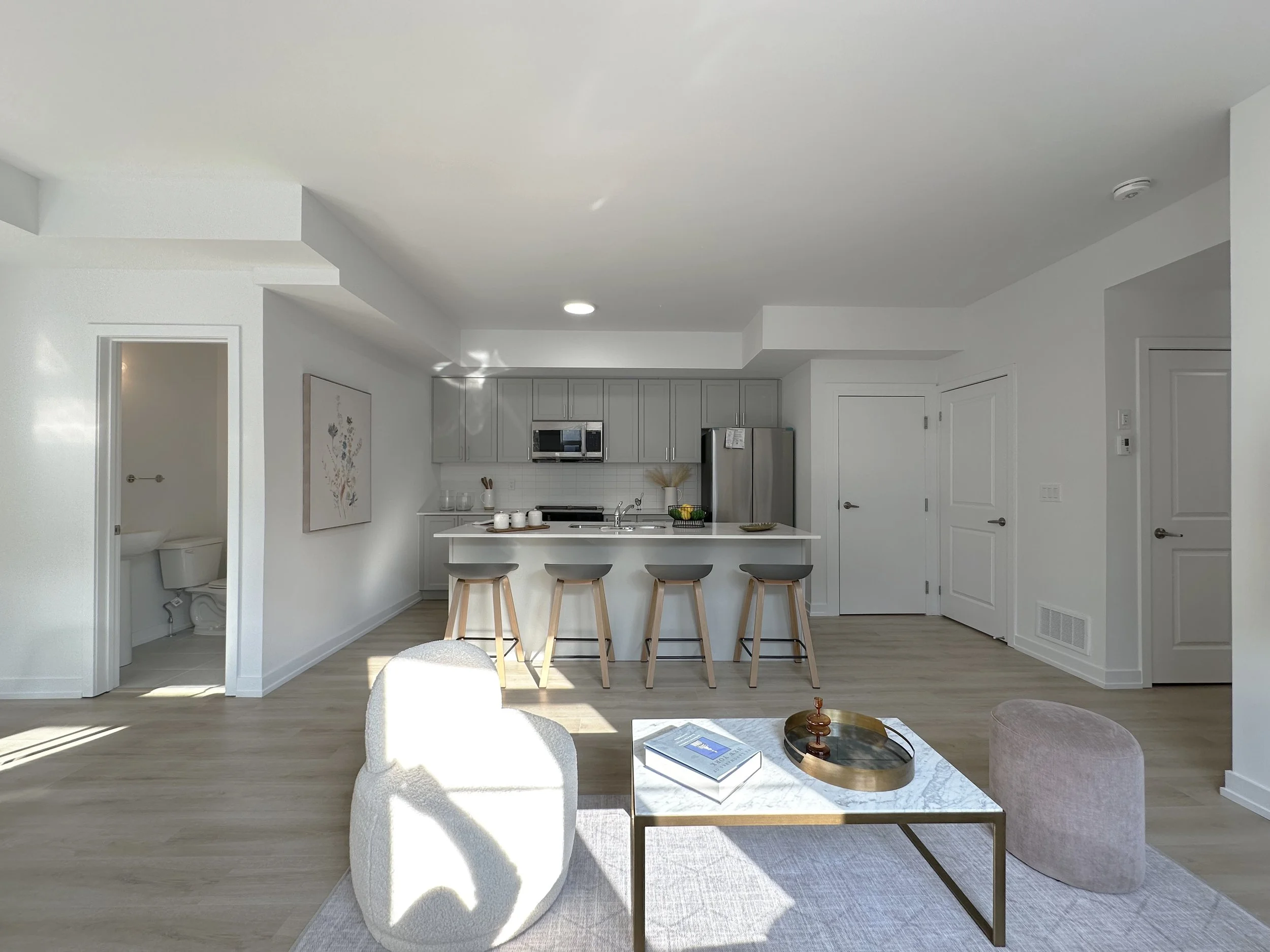 DeerView Heights open-concept living room and kitchen.