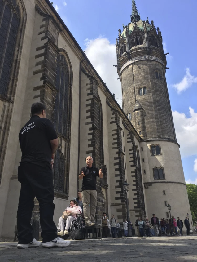 Preaching at the Wittenberg door, Wittenberg, Germany. 