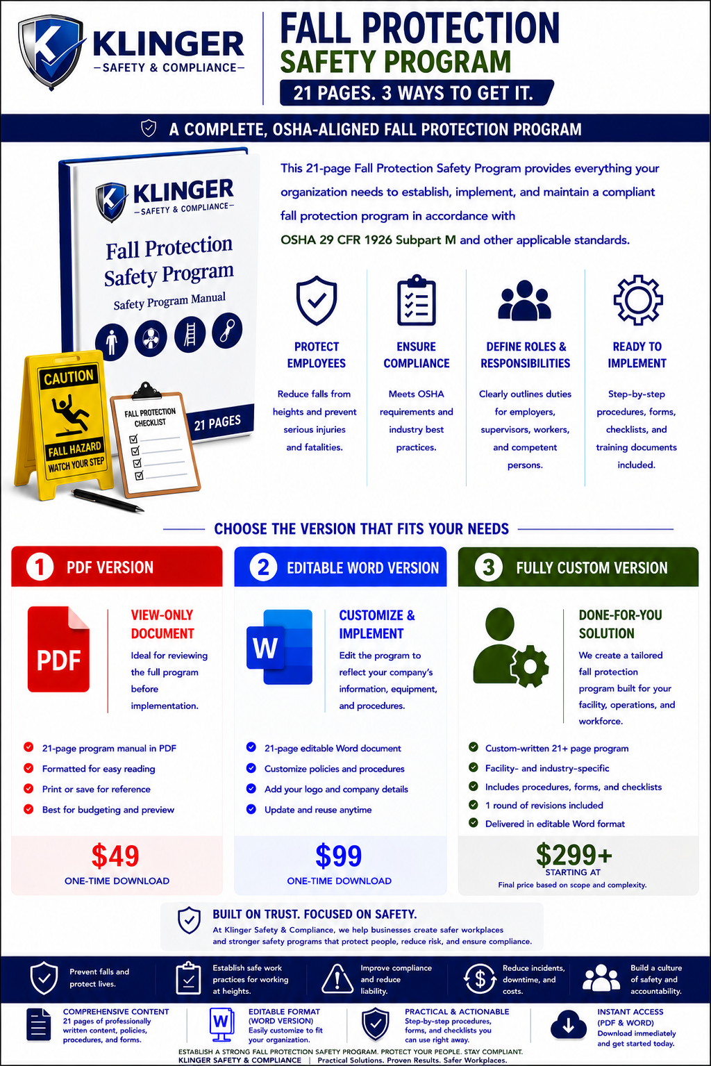 Fall Protection Safety Program Template (FULLY Customized)