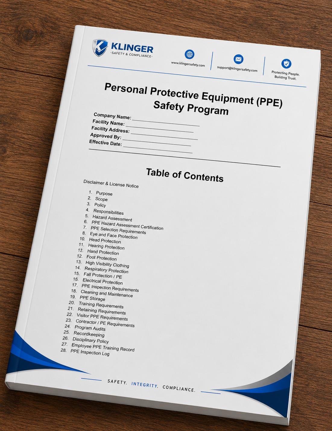 Personal Protective Equipment (PPE) Safety Program Manual (Editable - Word)
