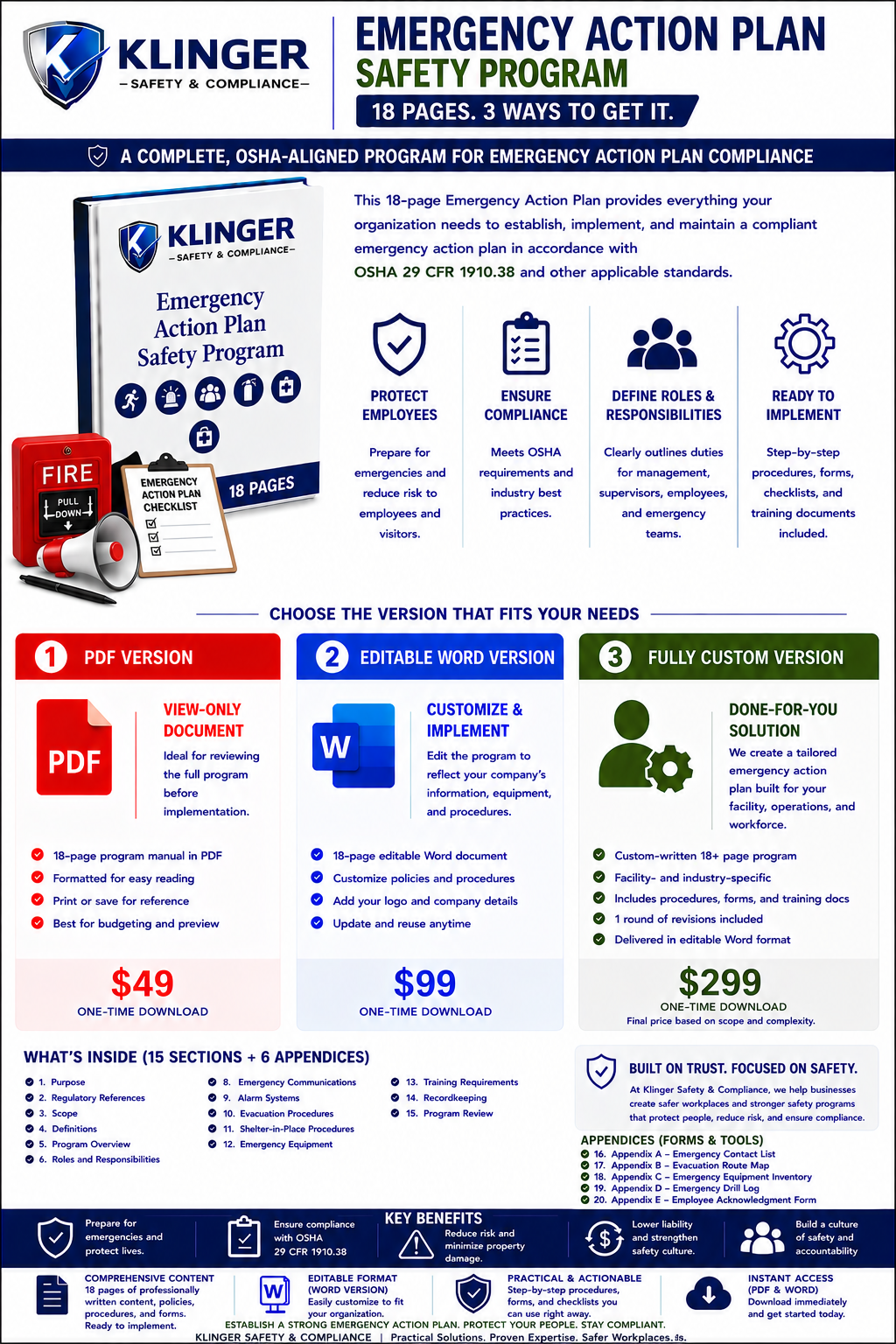 Emergency Action Plan (EAP) Safety Program Manual (FULLY Customized)