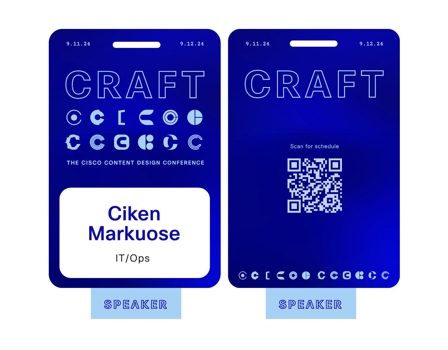 Mock up of badges for future in person iterations of this event