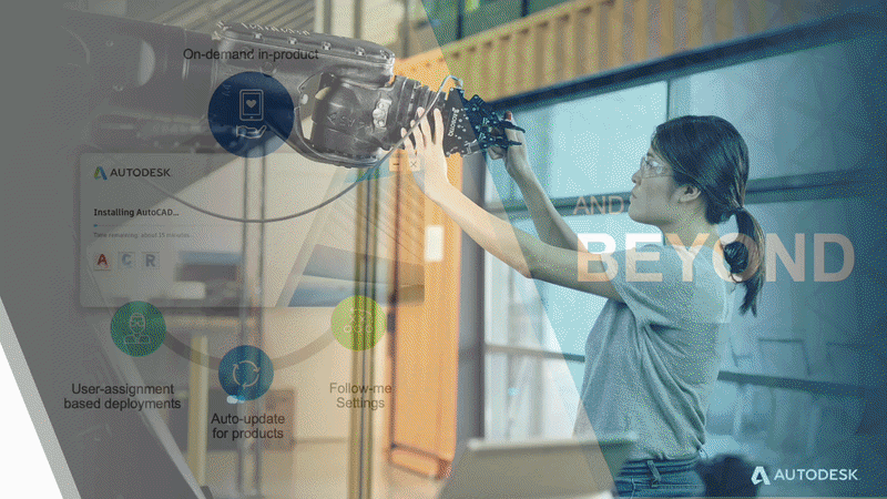 A woman using a robotic arm in a modern industrial or tech environment.