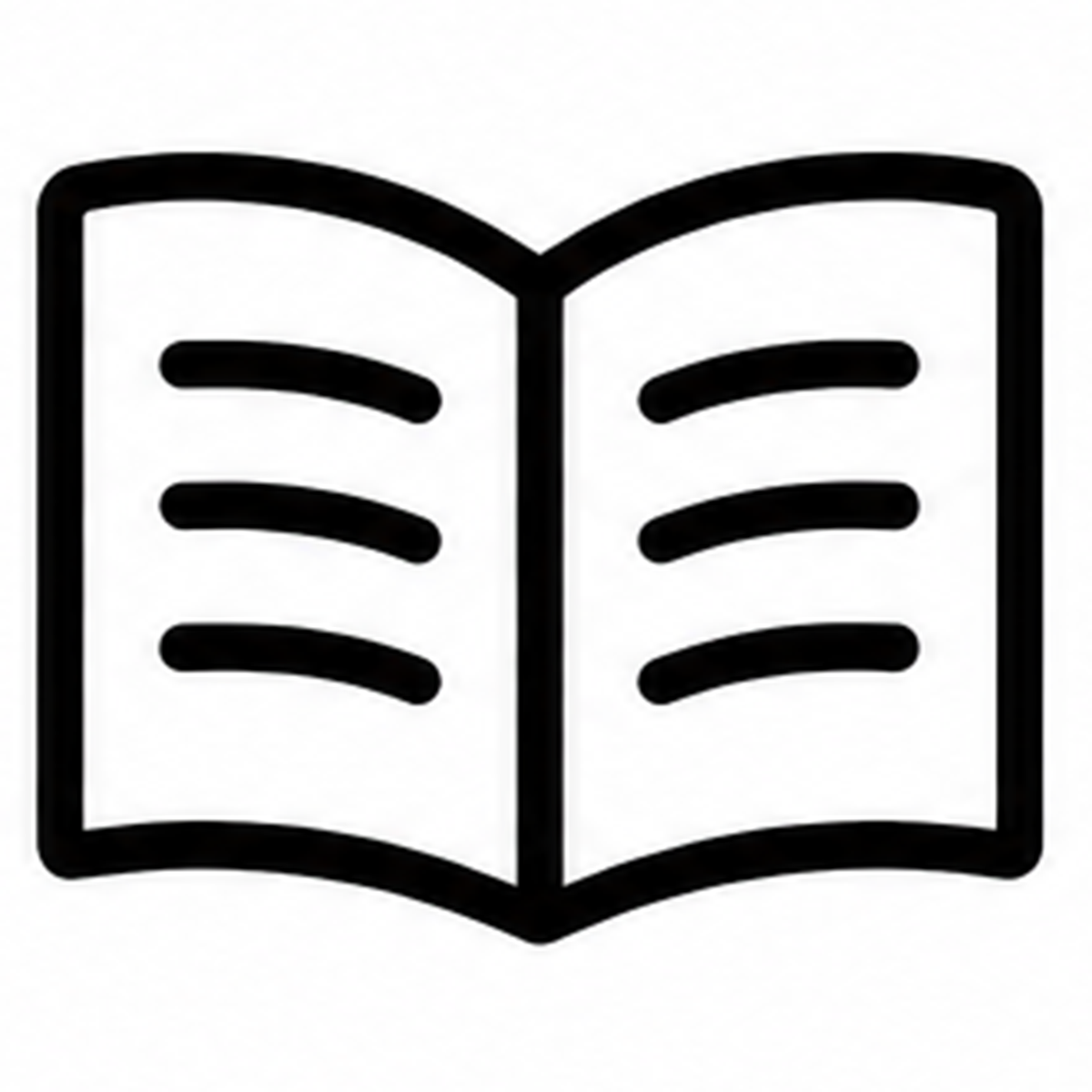 Icon of an open book with lines representing text.