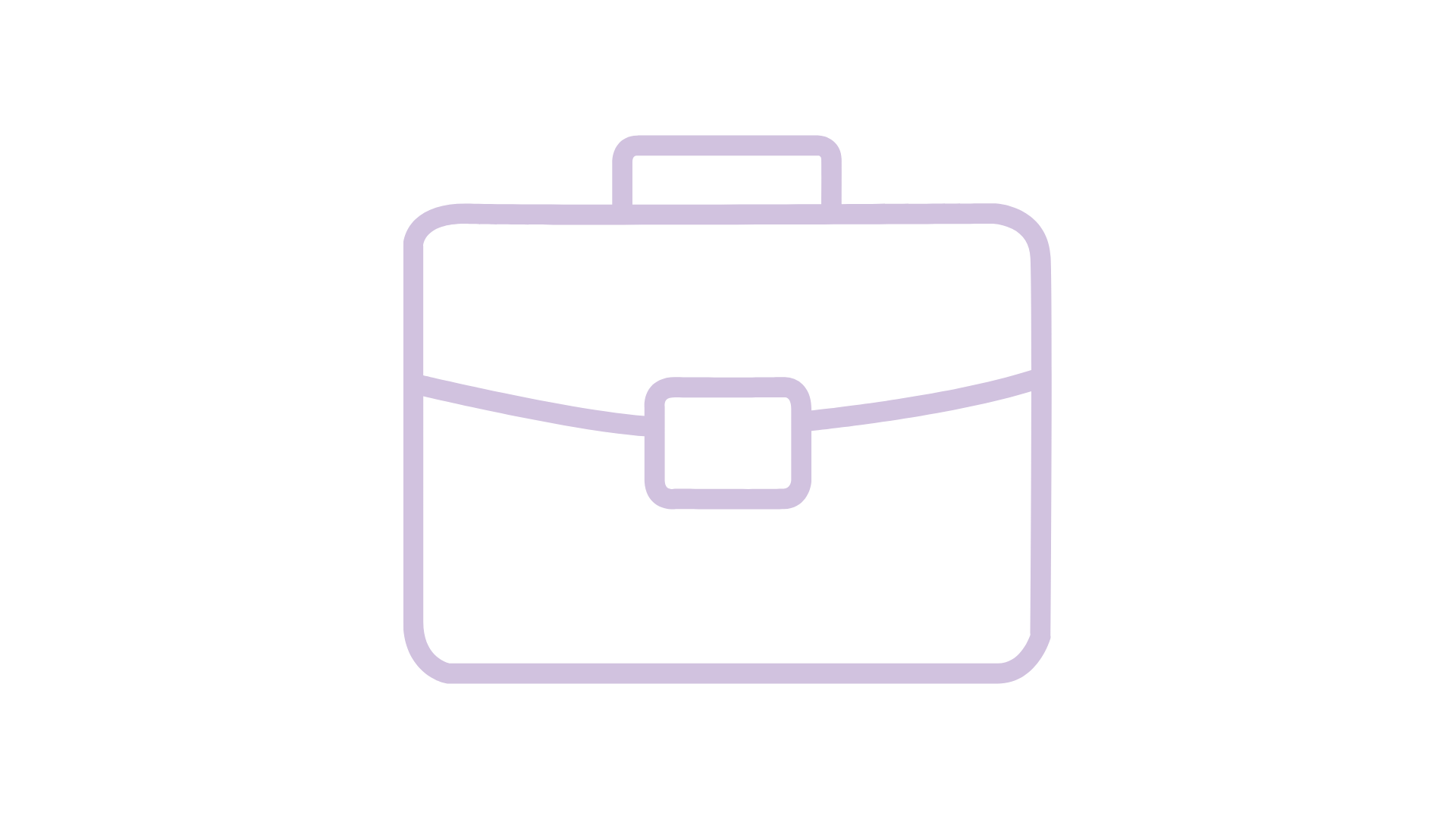 Outline of a briefcase with a handle and a buckle.