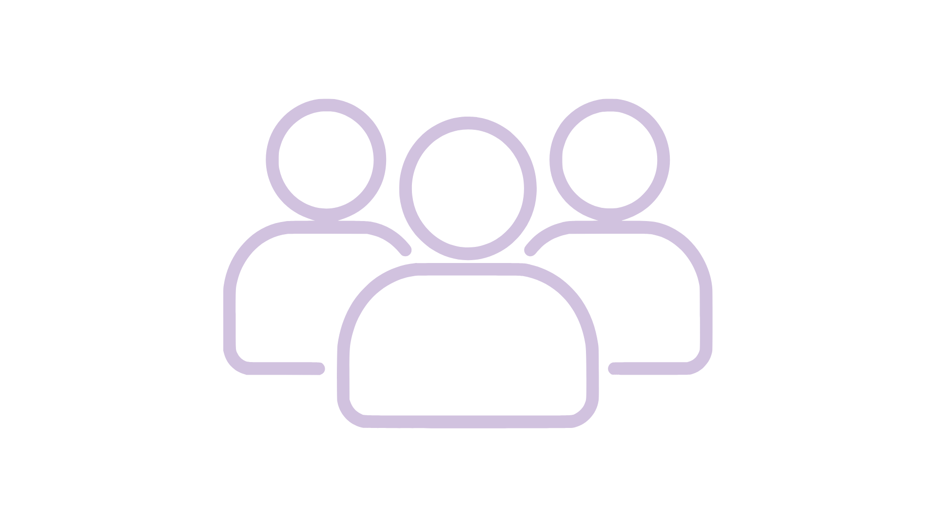 Outline of three people, representing a group or team.