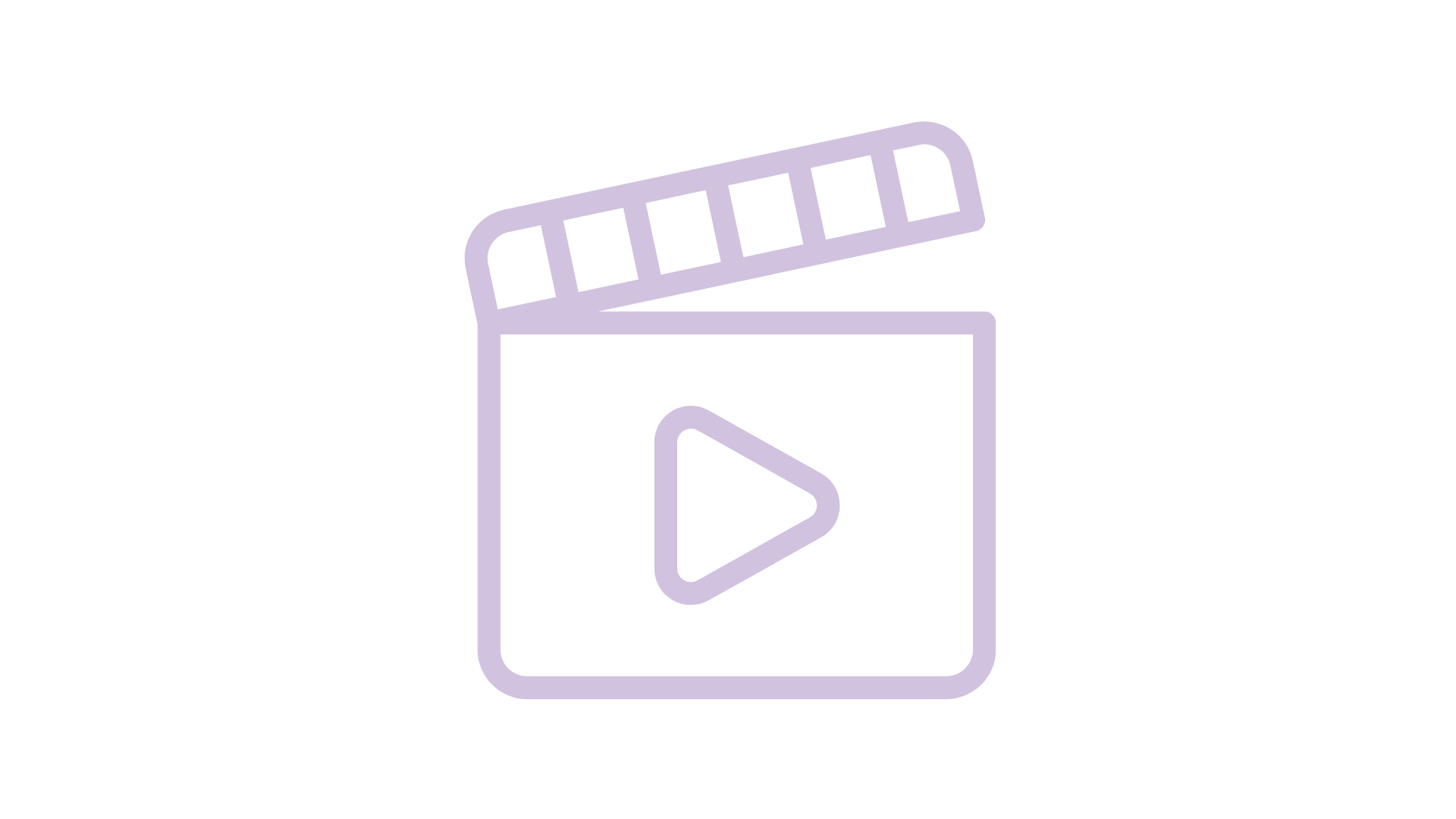 Outline of a film strip with a play button and a square media player icon inside.