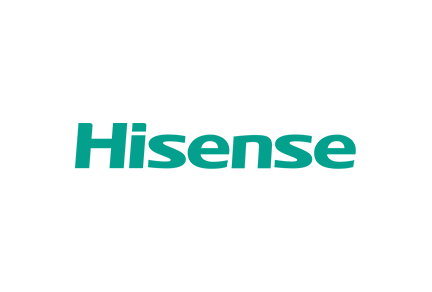 Hisense logo in teal and black text.