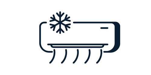 Simple icon of air conditioning unit with snowflake symbol