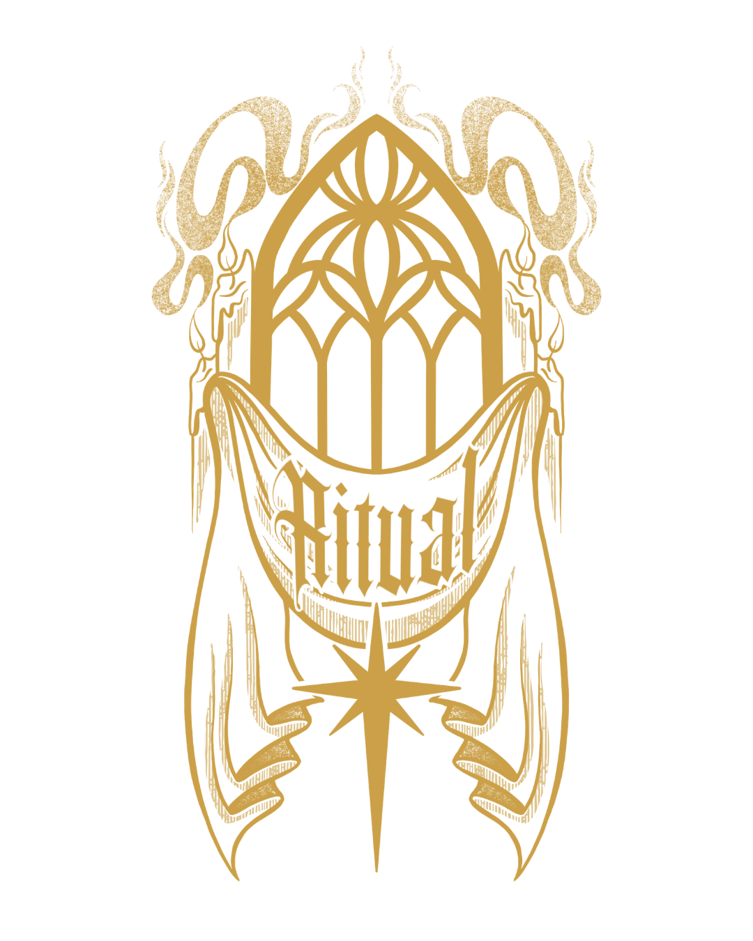 Gold Gothic-style text spelling 'Diablo' with decorative flames, a spider web, and a star beneath, all on a black background.