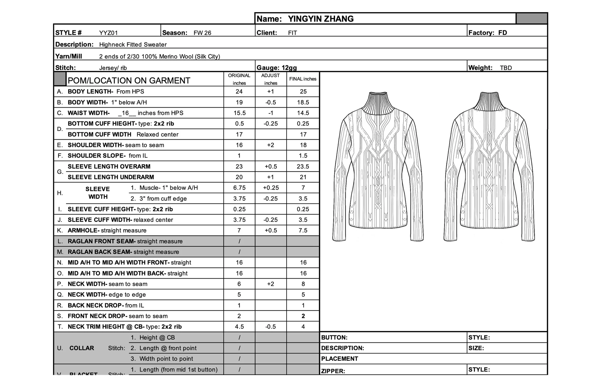 Sweater tech pack