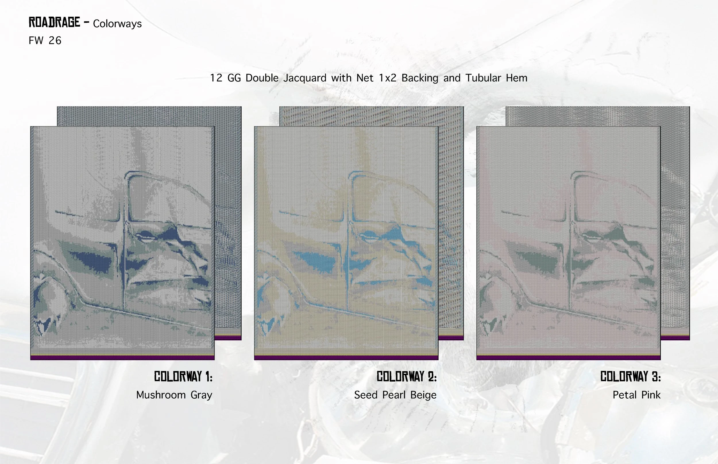 Original graphics work of Double-bed jacquard design inspired by the dents of a mangled car
