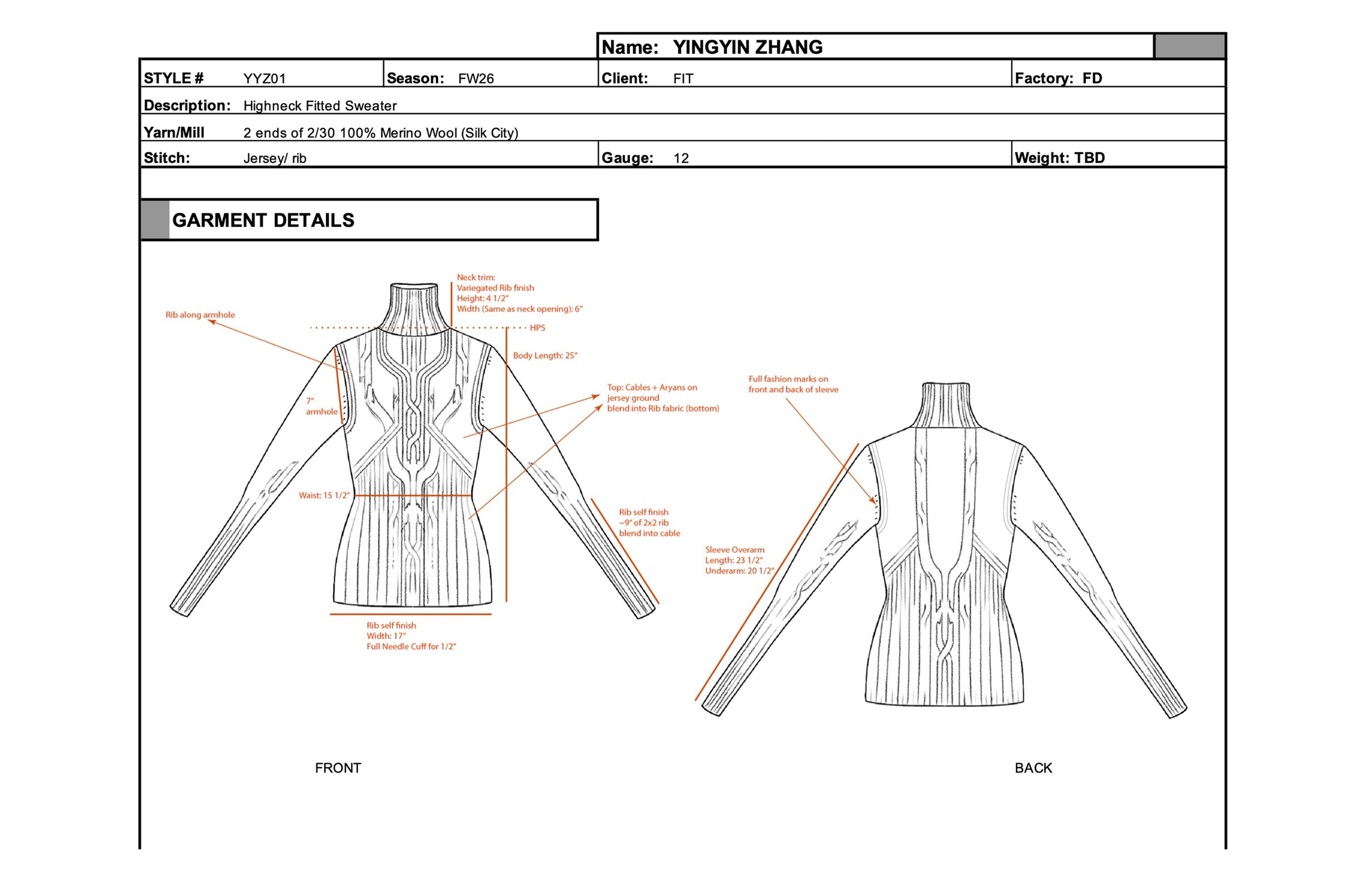 Sweater tech pack