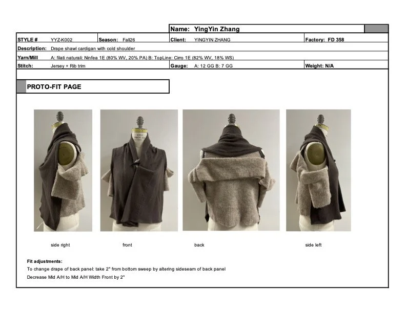 Cardigan tech pack based on original design
