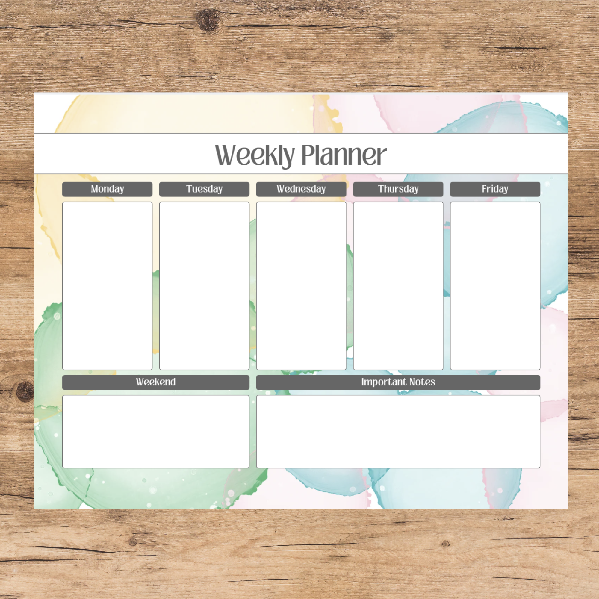 Watercolor Weekly Planner Pad