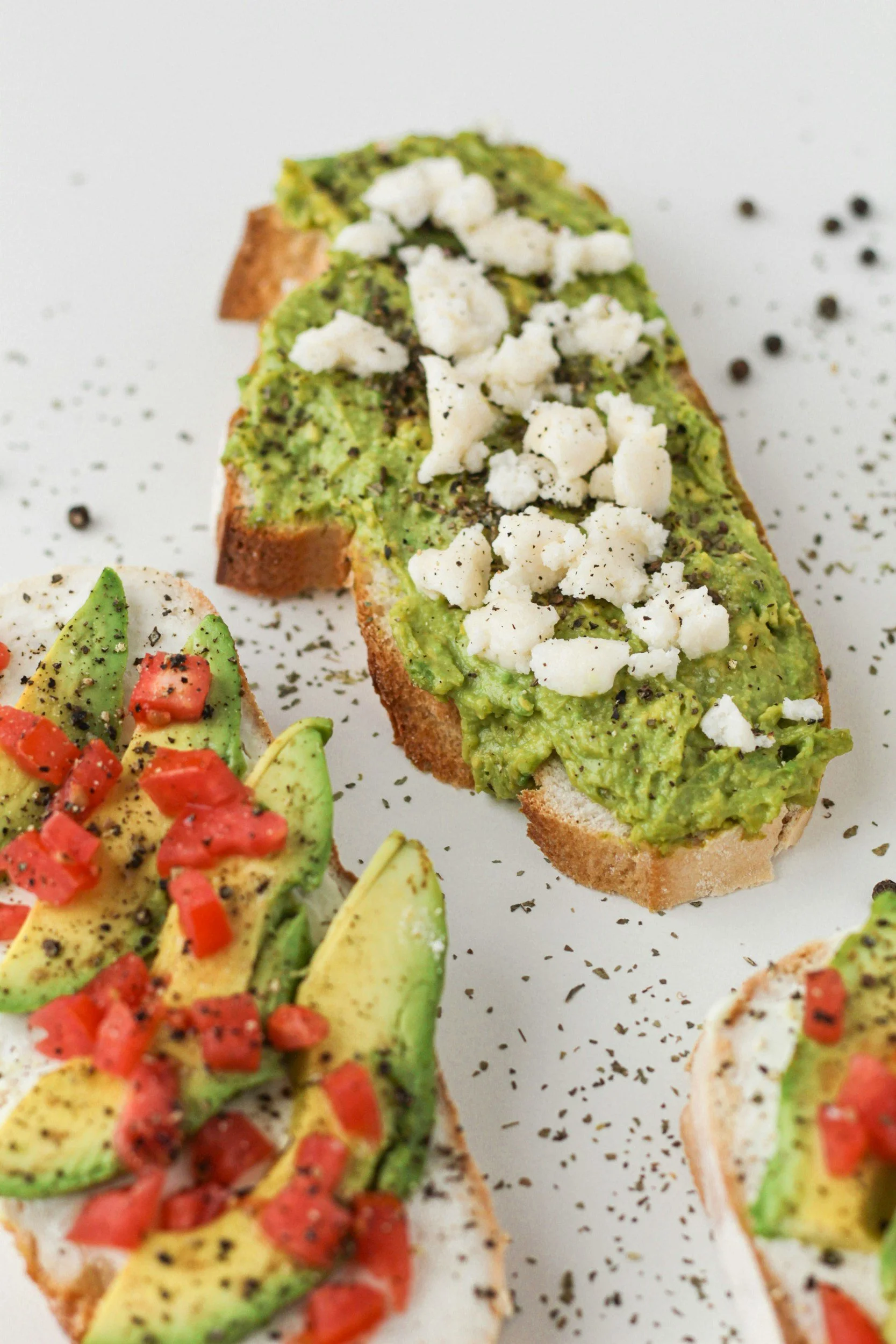 Avocado toast with feta and tomato