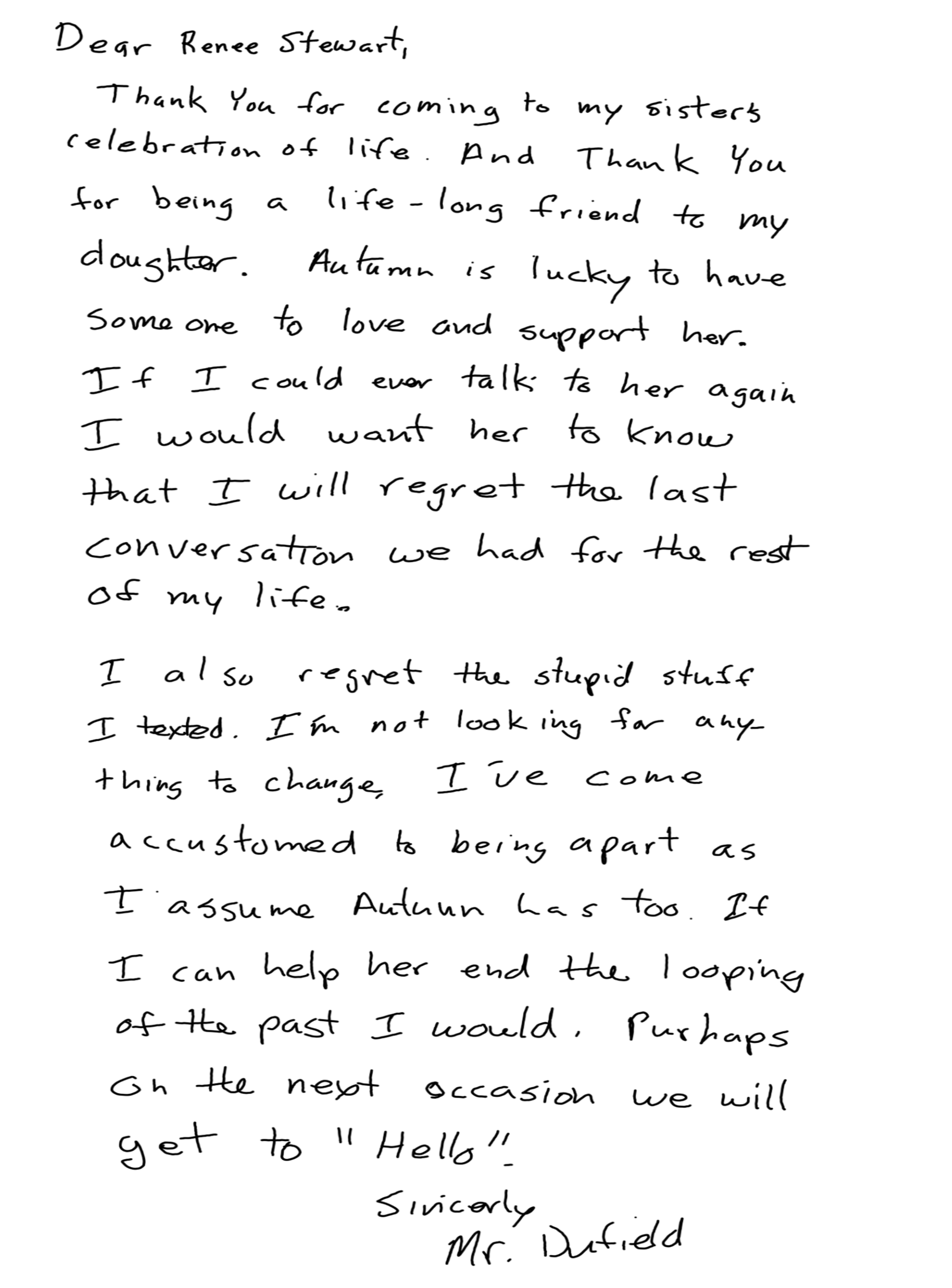 Dear Renee Stewart