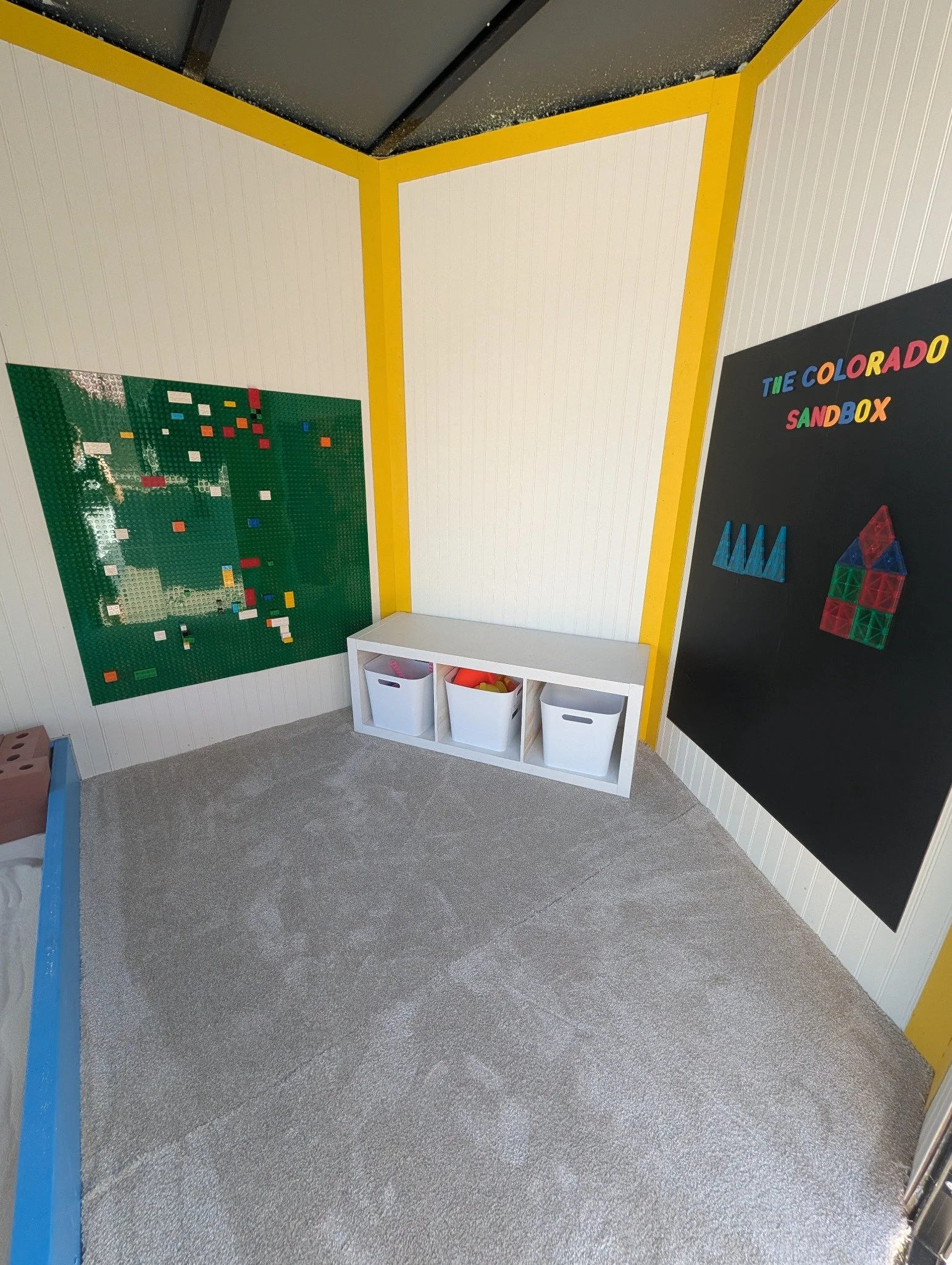 Interior play space inside The Colorado Sandbox trailer