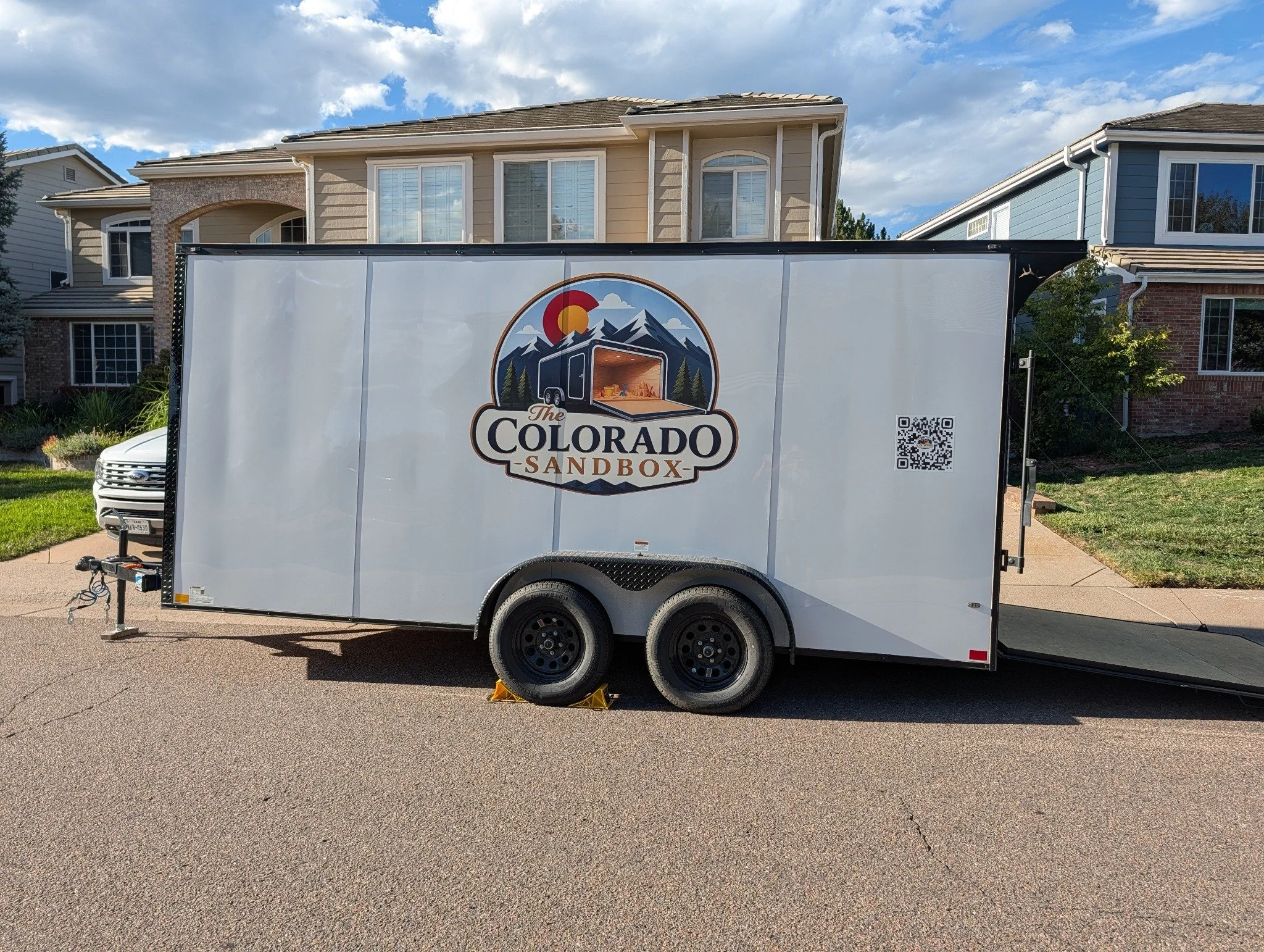 Exterior view of The Colorado Sandbox mobile play trailer
