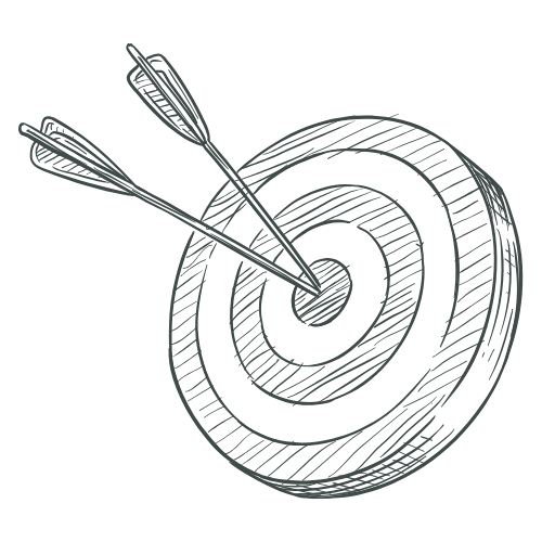 A diagram of a target with two arrows hitting the bullseye.