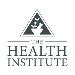 Logo for The Health Institute featuring a triangle with a plant sprouting from a bowl, with the text 'The Health Institute' underneath.