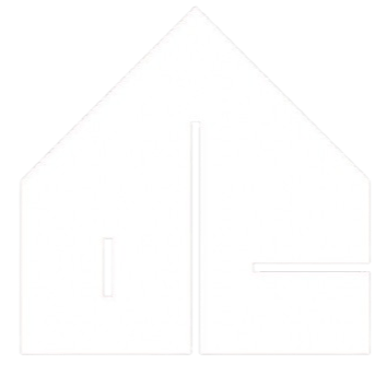 Simplified black and white house outline with abbreviations I and E inside.