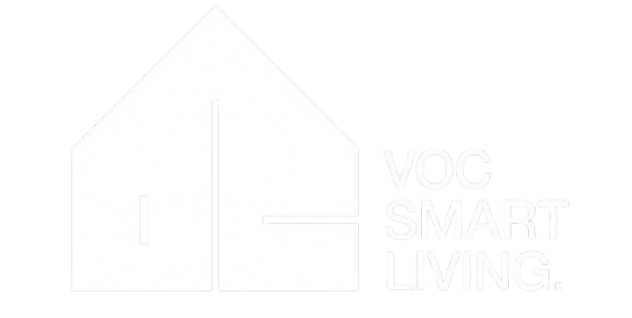 Logo with a house outline and the text 'voc smart living'.}