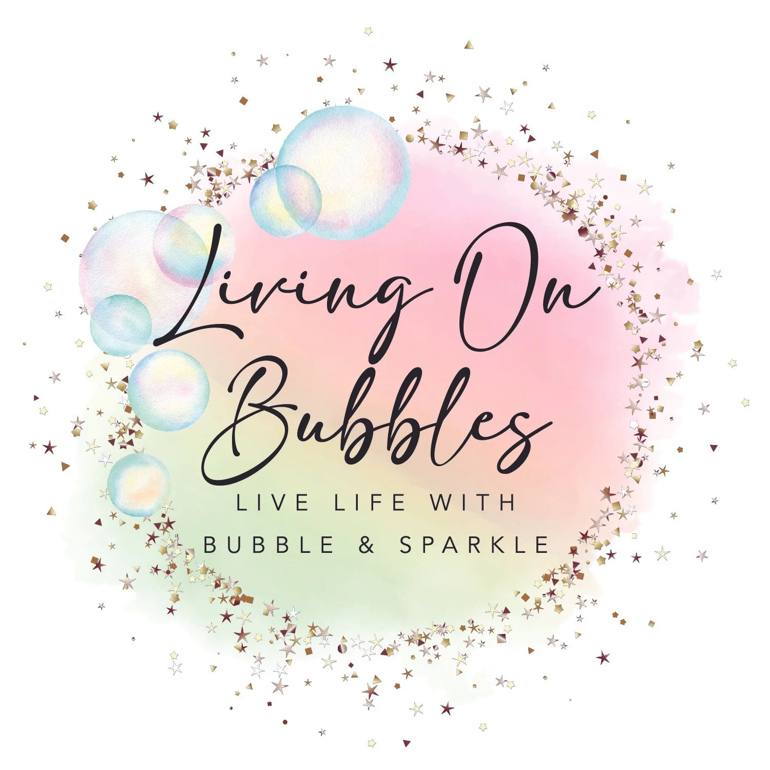 Living on Bubbles Logo - Live life with bubble and sparkle