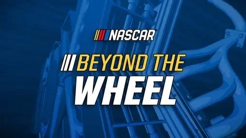 NASCAR Beyond the Wheel logo with blue racing theme background