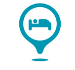 Icon of a bed inside a location marker