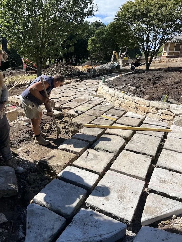 Rural natural stone retaining wall