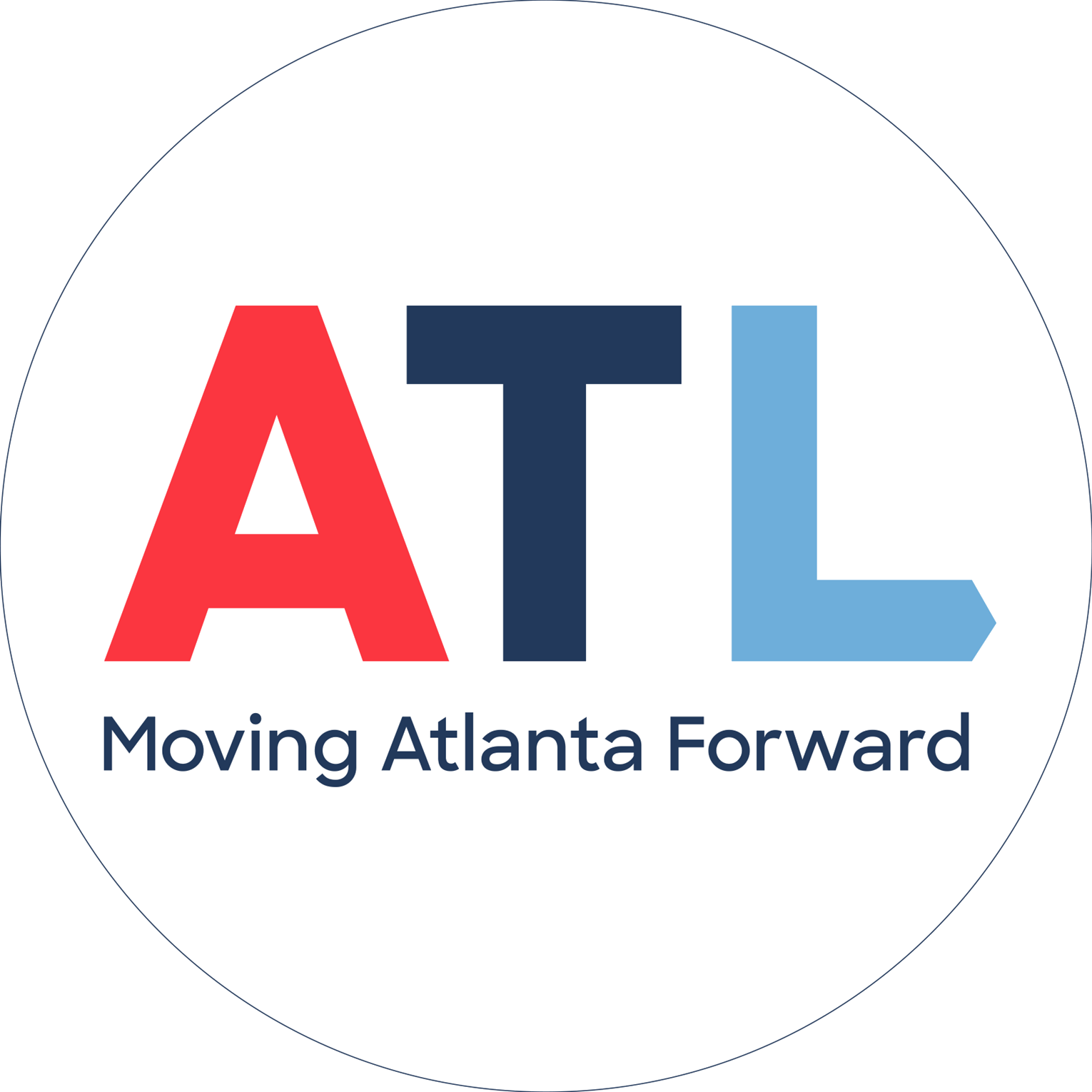 Logo of Moving Atlanta Forward with large letters ATT, with ATT in red, navy, and light blue, and the words Moving Atlanta Forward underneath.