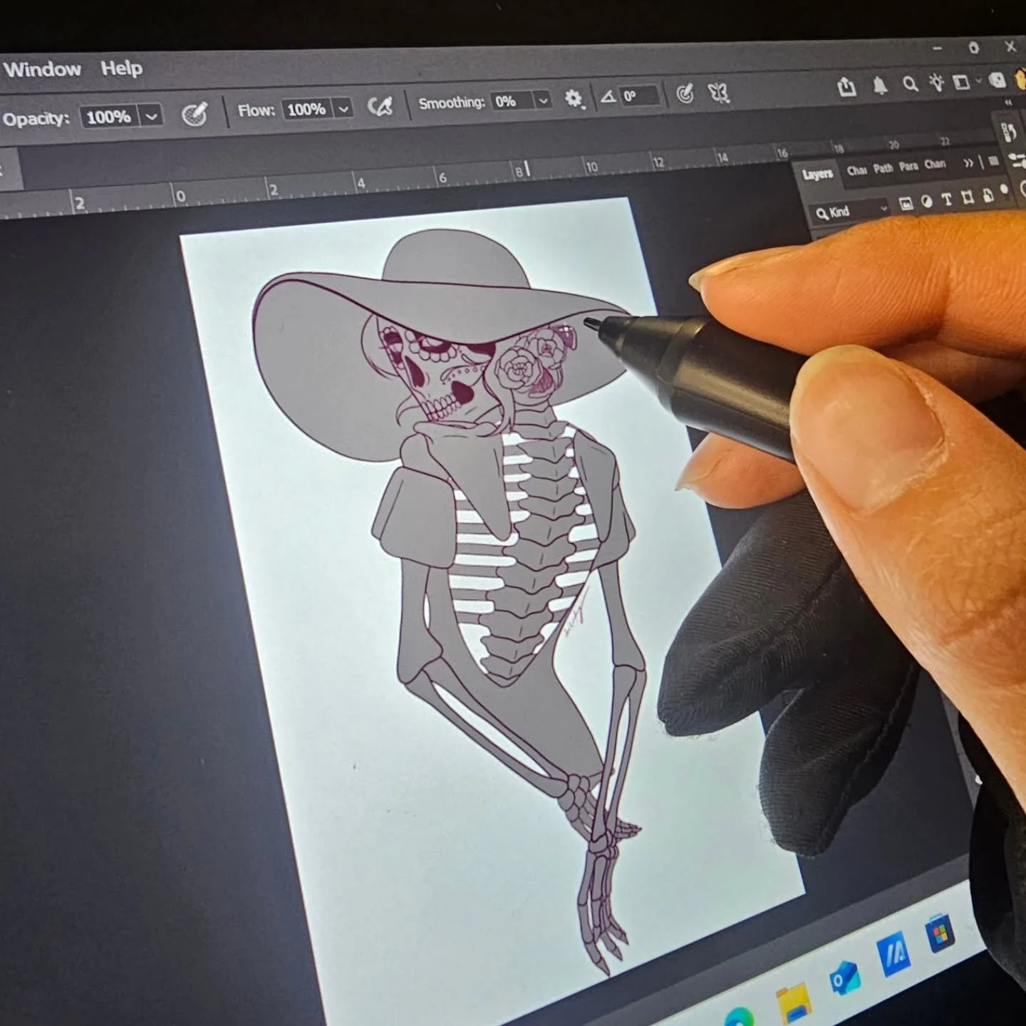 Still summer but time for the skeletons to come out 💀

#wipart #artinprogess #lacatrinaart #skeletonwoman #skeletonart