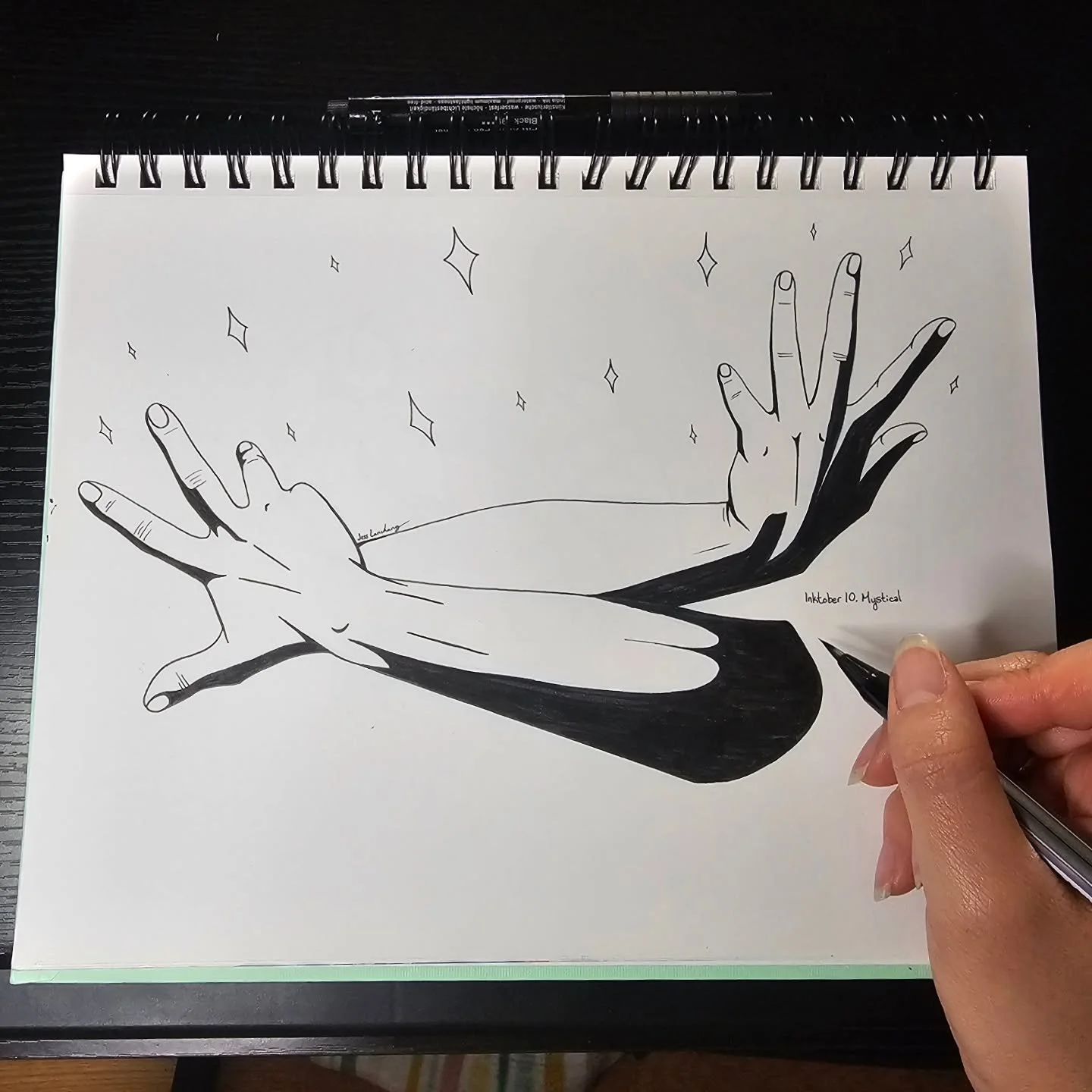 Mystical magic in the air ✨️

#inktober #inktobermystical #inktober2026mystical #inktoberday10mystical #handsdrawing