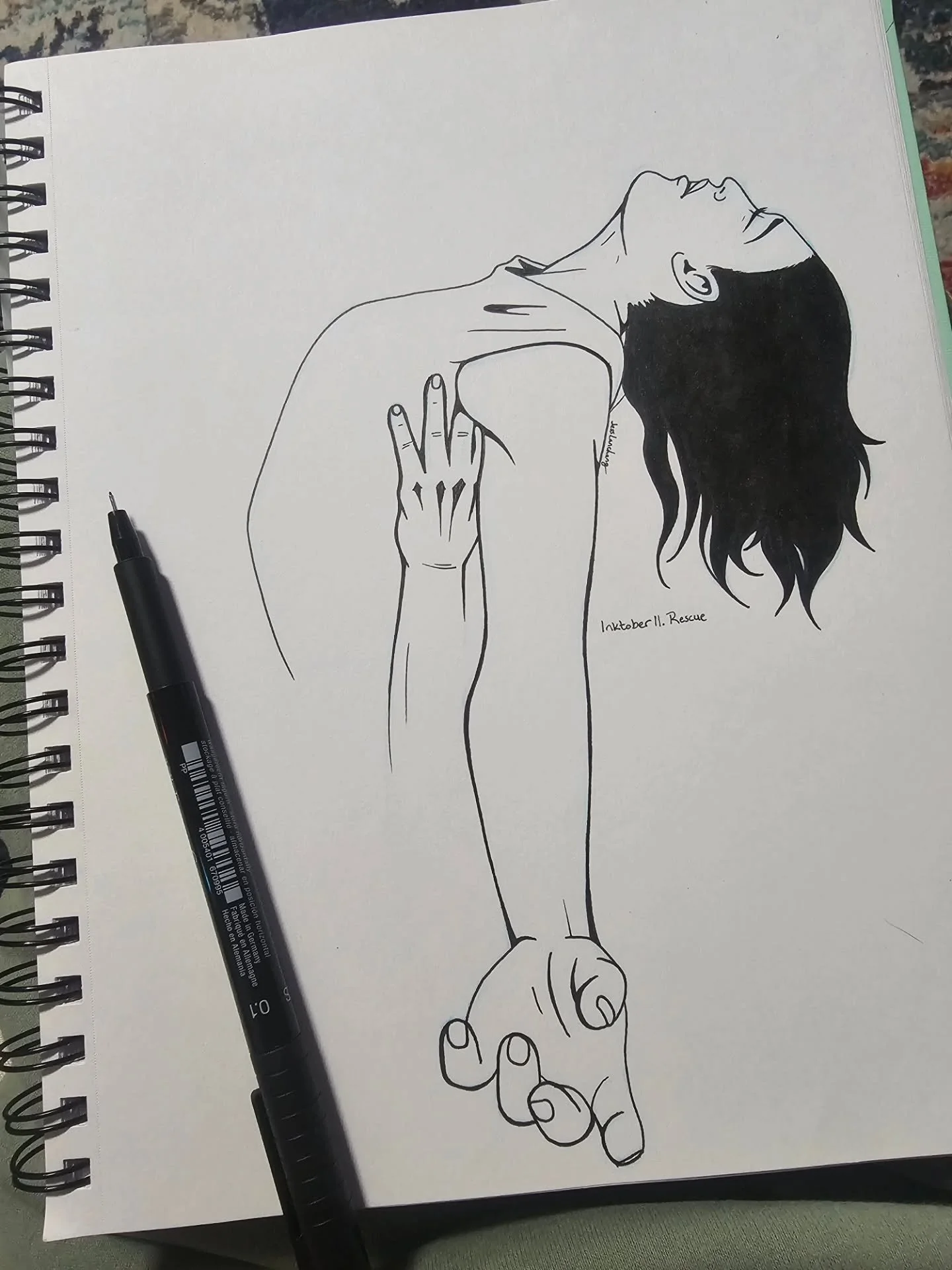 Sometimes the only rescue needed is a supporting hand to let her know she's not alone.

#inktober2026 #inktober #inktoberrescue #inktober2026rescue #penandinkdrawing