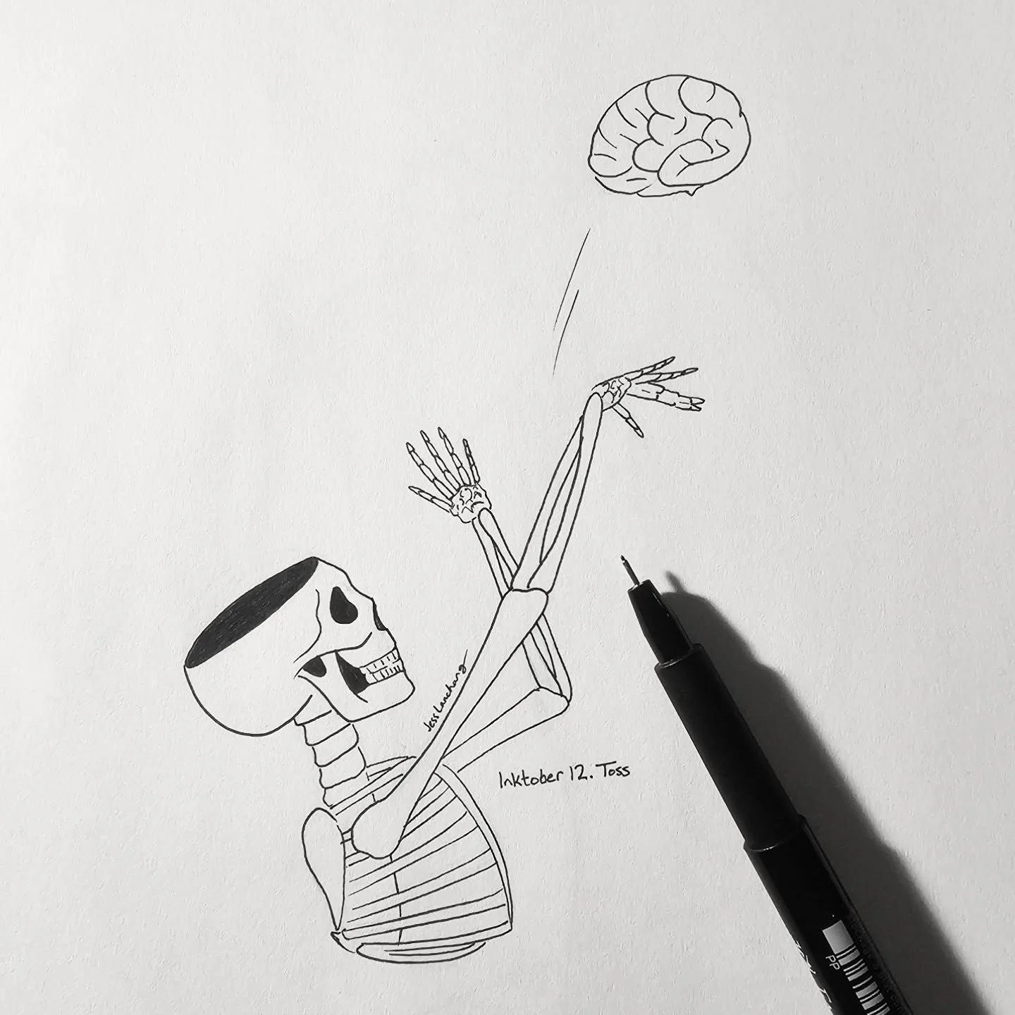 If I didn't know better I'd think many people have been tossing away their last 🧠 cells as of late 🥴

#Inktober #inktobertoss #Inktober2026toss #Inktober2026 #skeletondrawing