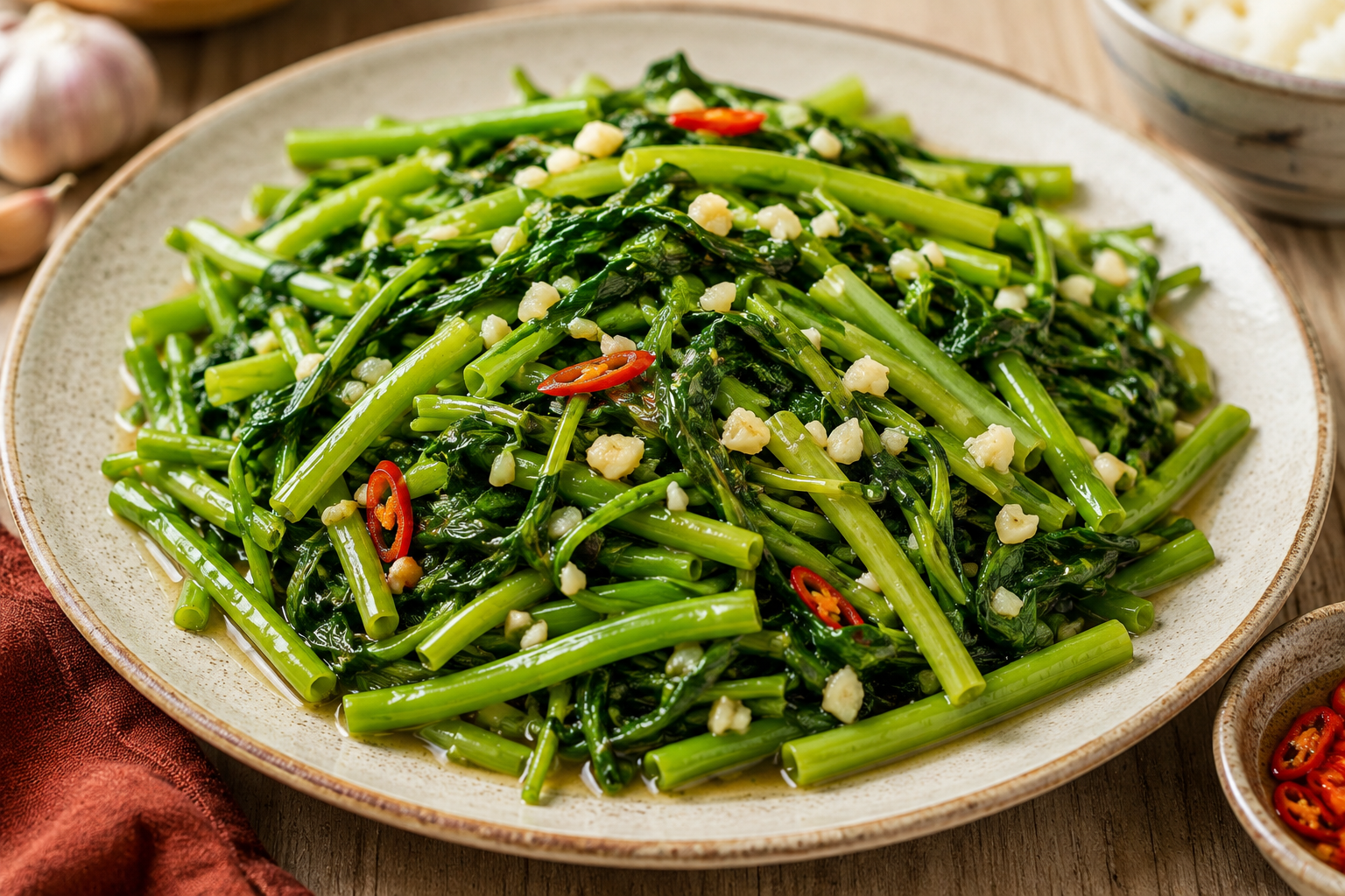 Rau Muống Xào Tỏi Recipe: Vietnamese Garlic Water Spinach