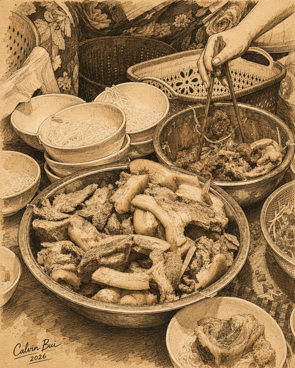 quan-ba-nga-bun-bo-hue-meat-prep-sepia-sketch.png