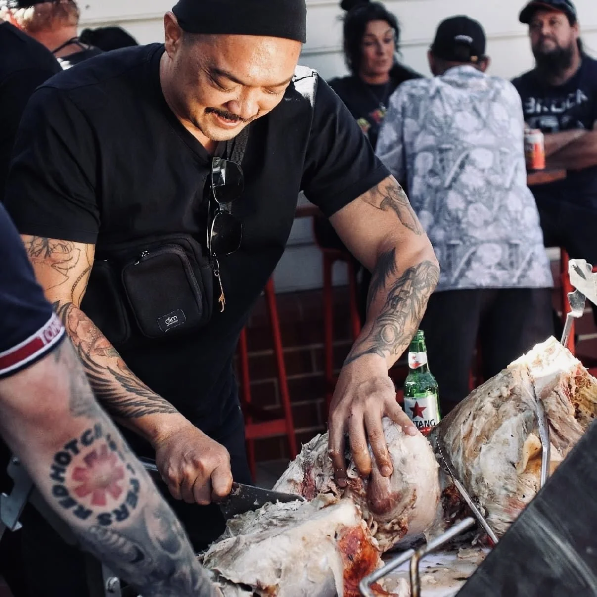 Calvin Bui preparing fish for FKN Deliciousness, a Vietnamese cooking and food storytelling platform.