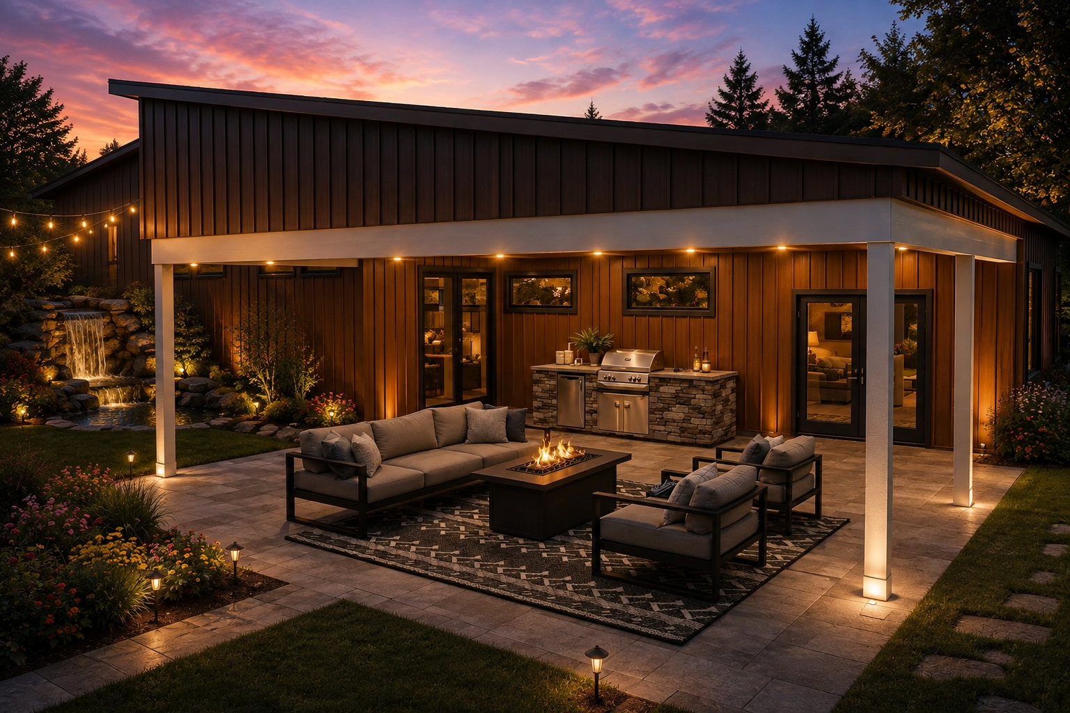Wasatch Peak Back Patio with  outdoor kitchen at night.png