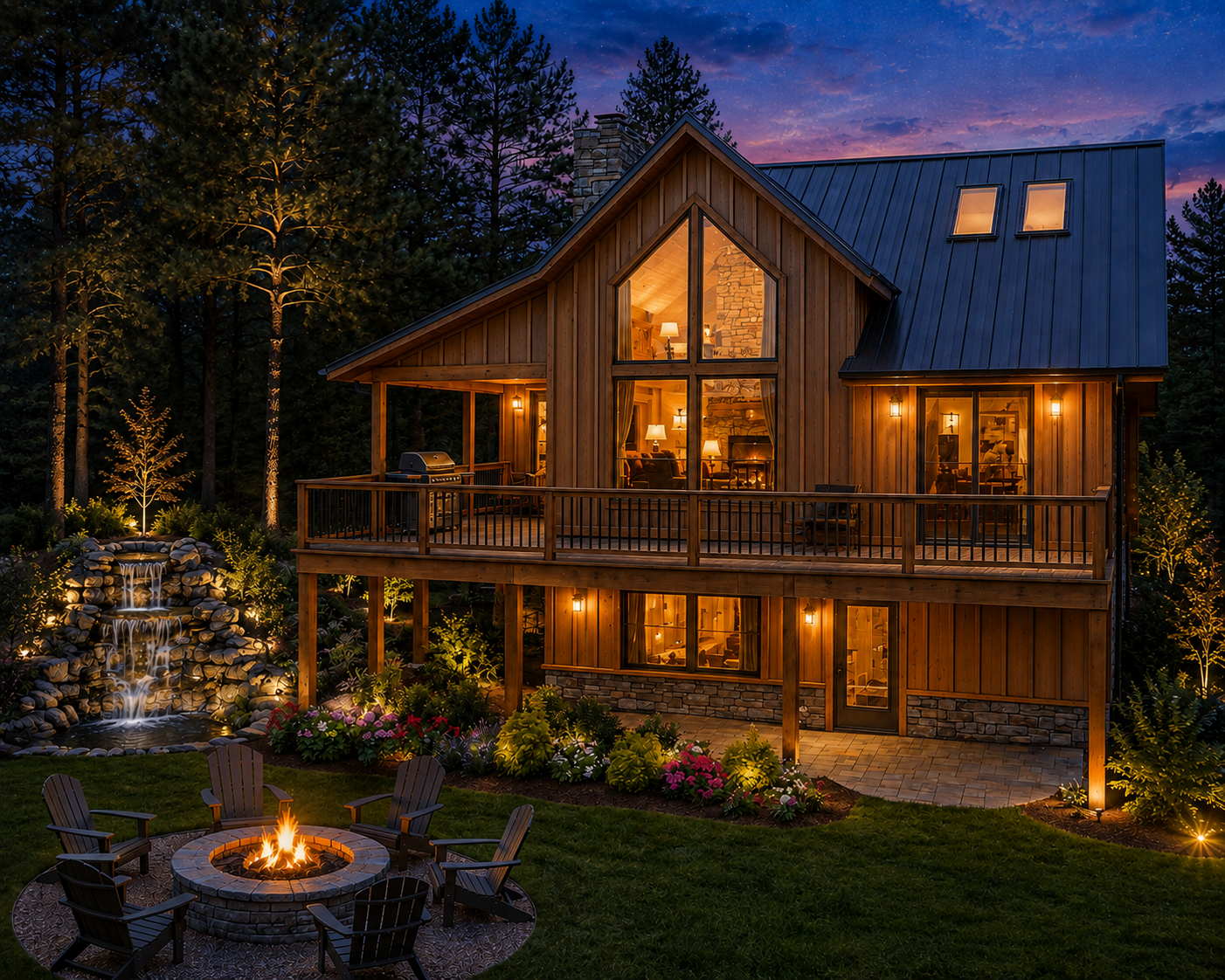 night view flat head lake cabin.png